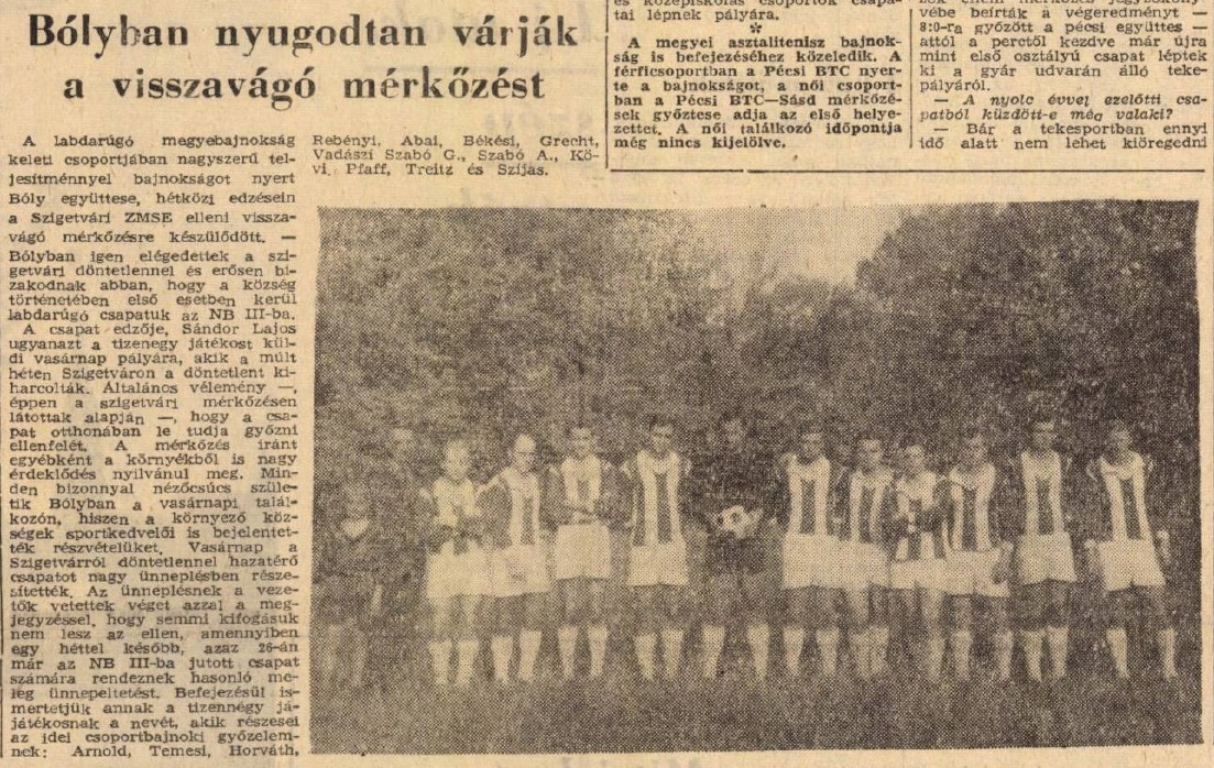 A Baranya vármegyei I. osztályú labdarúgás bemutatása - 1967-es évad
