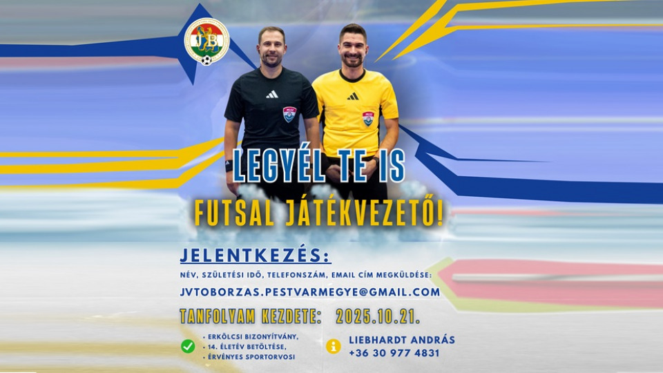Futsal játékvezetői tanfolyam indul Pest vármegyében
