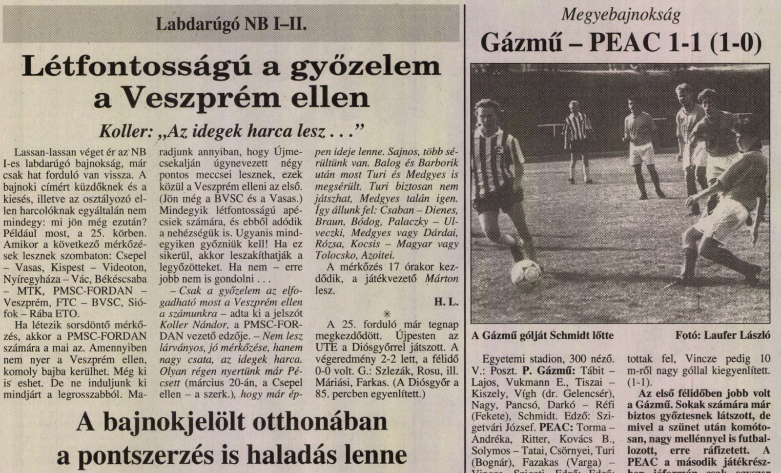 A Baranya vármegyei I. osztályú labdarúgás bemutatása - 1992-1993-as évad